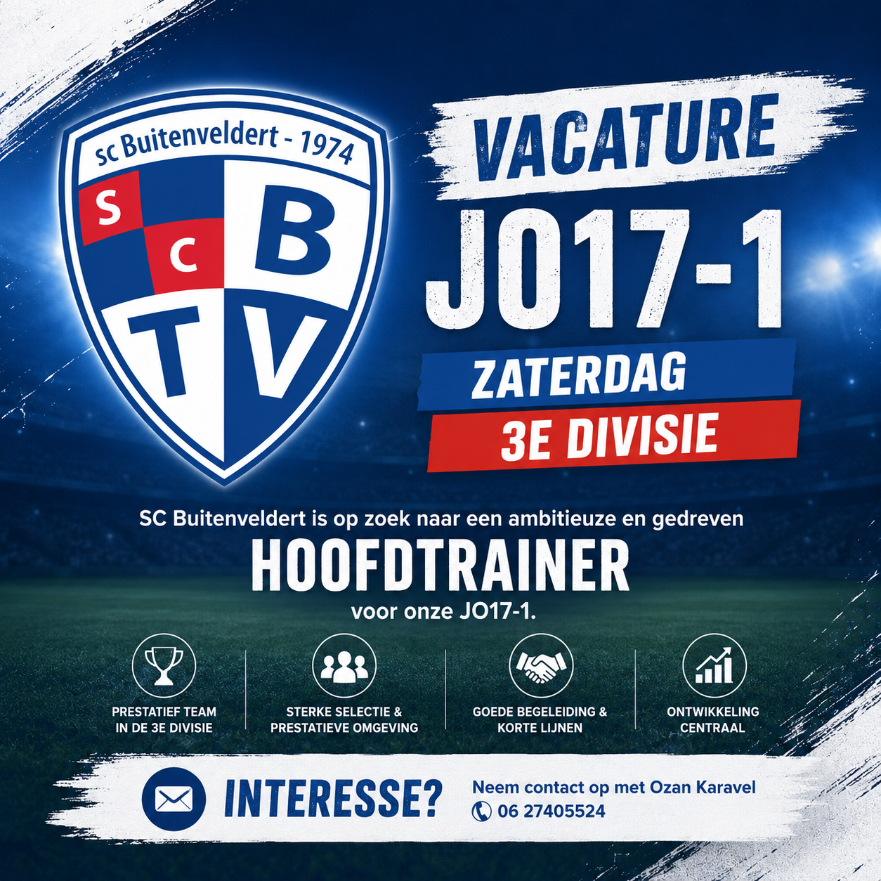 Vacature JO17-1 zaterdag