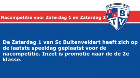 Nacompetitie voor Zaterdag 1 en Zaterdag 2