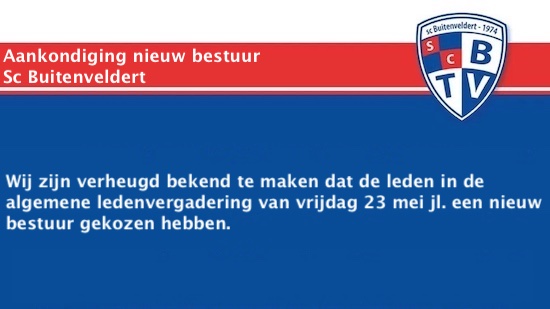 Aankondiging nieuw bestuur Sc Buitenveldert