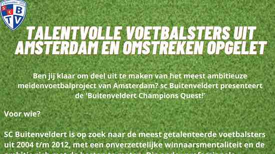 sc Buitenveldert presenteert de 'Buitenveldert Champions Quest!’