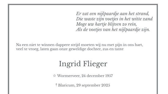 In memoriam Ingrid Flieger